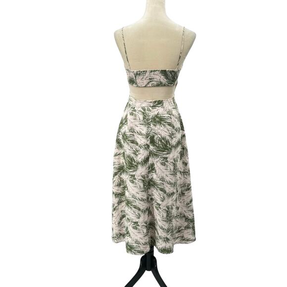 Lulu's Leaves in the Breeze Green Leaf Print Backless Smocked Strappy Midi Dress - Picture 5 of 13